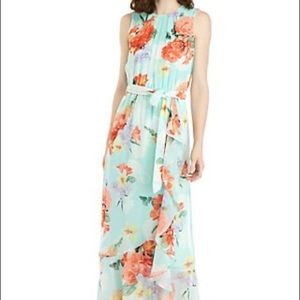 Calvin Klein Floral Floor Length Dress Blue sz 8